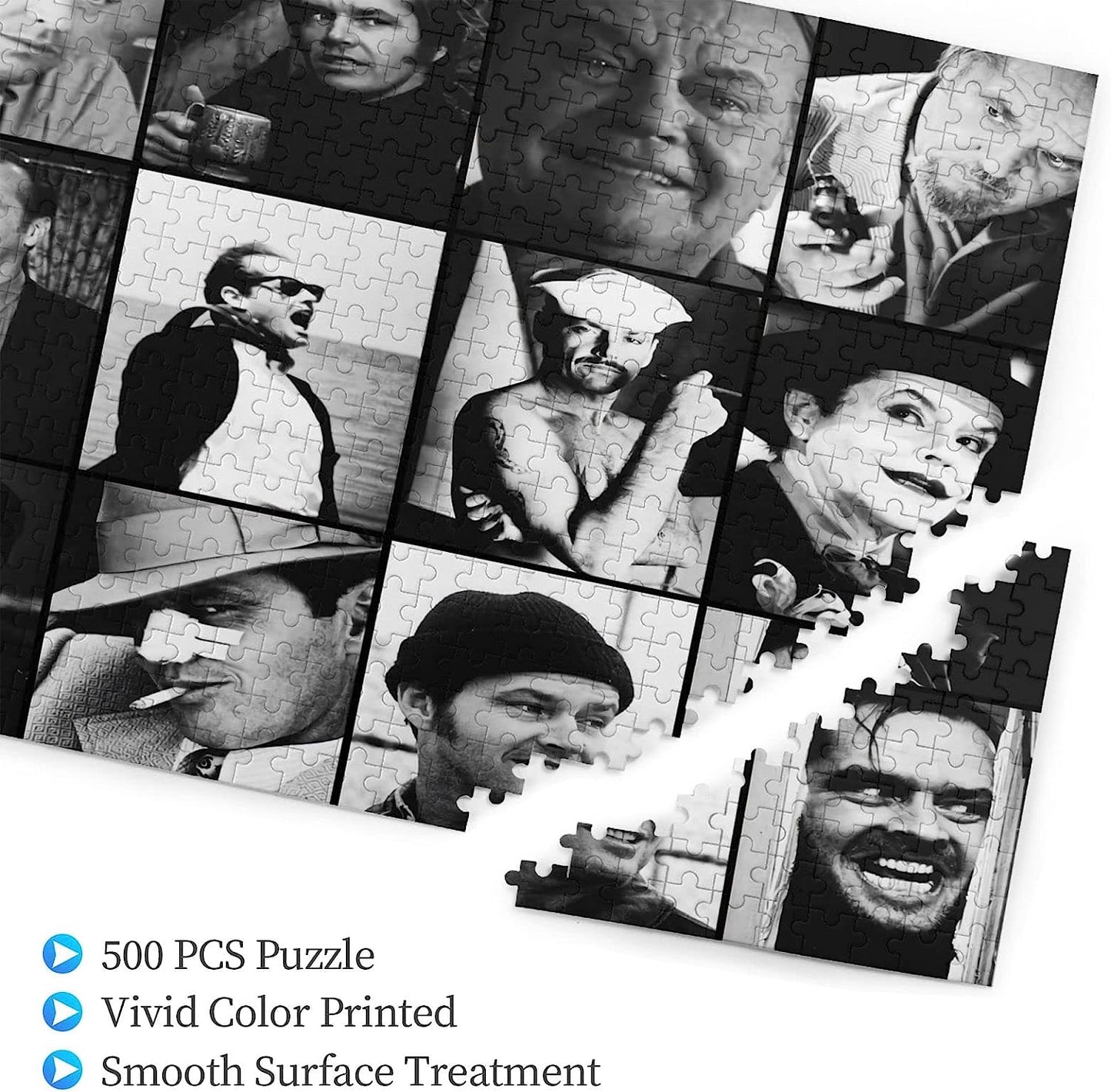 Jack Nicholson Collage Picture Puzzle 500 Large Jigsaw Piece Decompression Puzzles for Adults Kids Game Toys Gift Family Decoration Puzzle