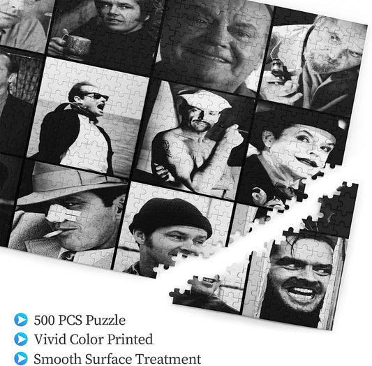 Jack Nicholson Collage Picture Puzzle 500 Large Jigsaw Piece Decompression Puzzles for Adults Kids Game Toys Gift Family Decoration Puzzle