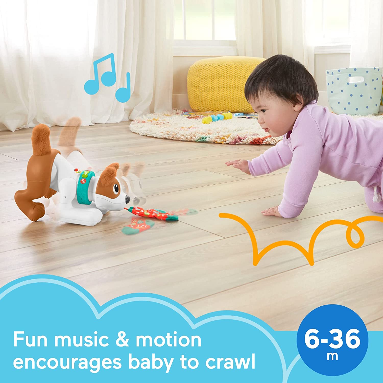 Baby Learning Toy 123 Crawl With Me Puppy Electronic Dog With Smart Stages Content & Lights For Ages 6+ Months