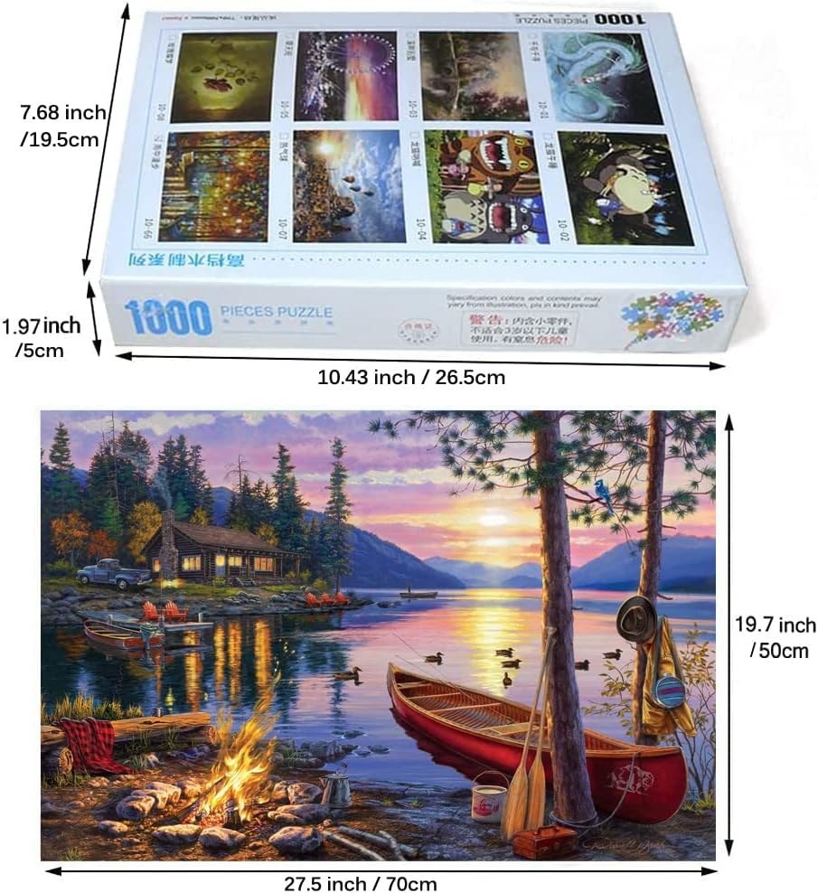 Jigsaw Puzzles 1000 Pieces for Adults and Families,Wooden Puzzles, 27.5 x 19.7 in,Darrell Bush - Canoe Lake