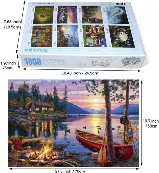 Jigsaw Puzzles 1000 Pieces for Adults and Families,Wooden Puzzles, 27.5 x 19.7 in,Darrell Bush - Canoe Lake
