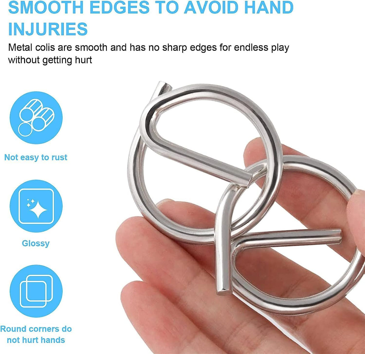 Disentanglement Iron Link Unlock Interlock Game, Metal Wire Puzzle Set of 16, Chinese Ring Magic Trick Toy, Brain Teaser Metal Wire Puzzle (2Pcs-A)