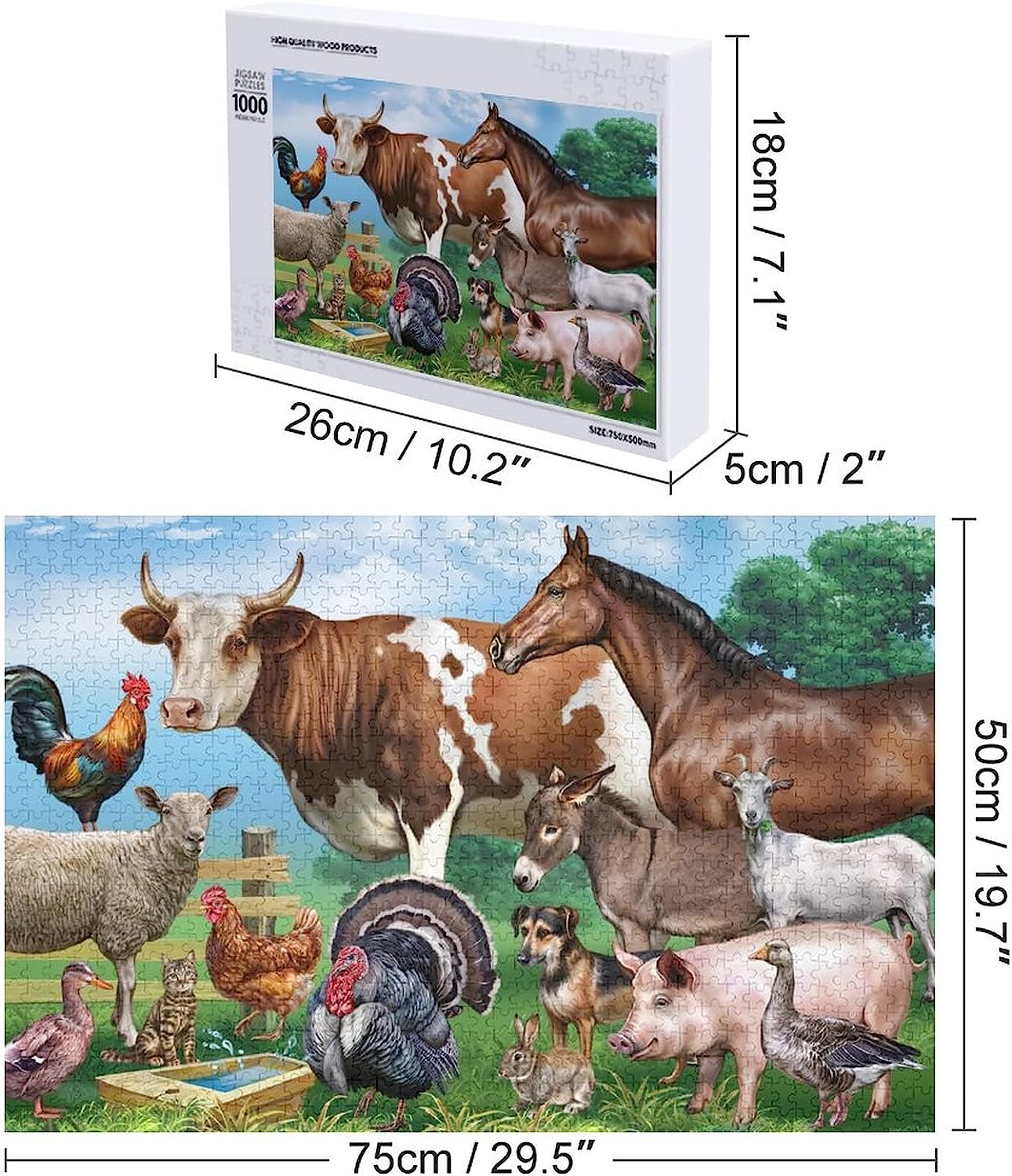 Pets Farm Animals Puzzle for Adults Wooden Stress Relief Jigsaw Puzzles Challenging Large Floor Picture Game Intellectual Decompression Entertainment Game 300 Piece 500 Piece 1000 Piece
