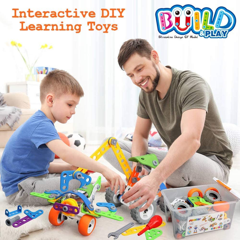 175 Pieces STEM Toys Kit Building Toy for Kids Building Blocks Learning Set for Age 4 5 6 7 8 9 10 Year Old Boy Girl Best Kids Toy Creative Game Fun Activity Superior Gift for Your Kid