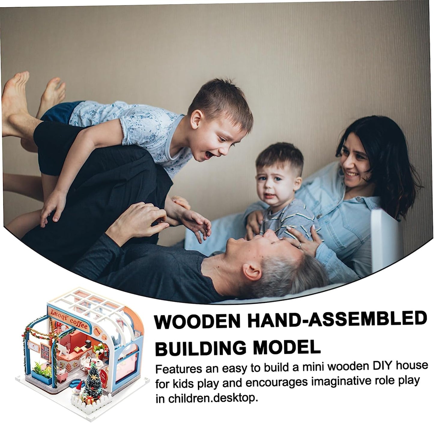 Model Wooden Toys Kids Wooden Puzzles Woodcraft Dinosaur Model 3D Jigsaw Wooden Puzzles House 3D Wooden Puzzle Jigsaw Model Plaything Children Manual