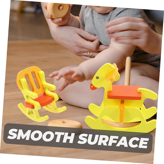 1 Set Kids Toys Girl Jewelry Set Kids Educational Toys Wooden Puzzle Model Miniature Dining Table Rocking Horse Model Engineering Assembly Project for Kids Early Educational Toy 3D
