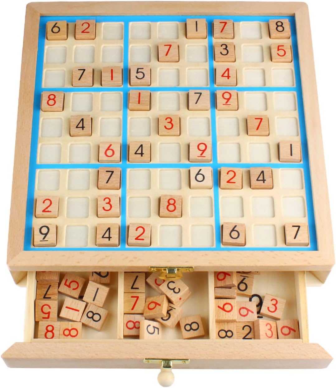 Sudoku Board Box 4-in-1 Wooden Number Place Toy SD-07(Blue)
