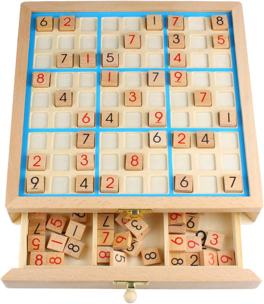 Sudoku Board Box 4-in-1 Wooden Number Place Toy SD-07(Blue)