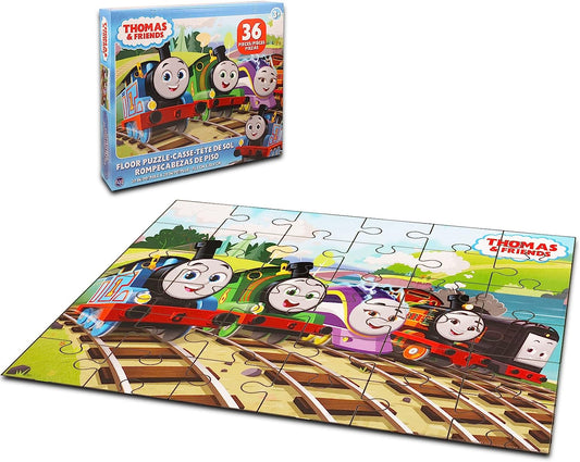 Thomas The Train Floor Puzzle for Kids, Toddlers - Bundle with 36 Pc Thomas and Friends Floor Puzzle, Crenstone Stickers, More | Thomas The Train Toys for Boys