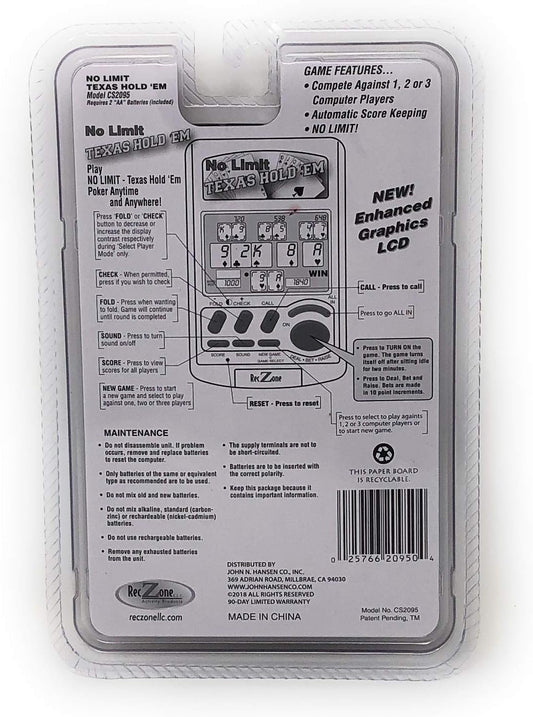 No Limit Texas Hold'em Poker Handheld Video Game