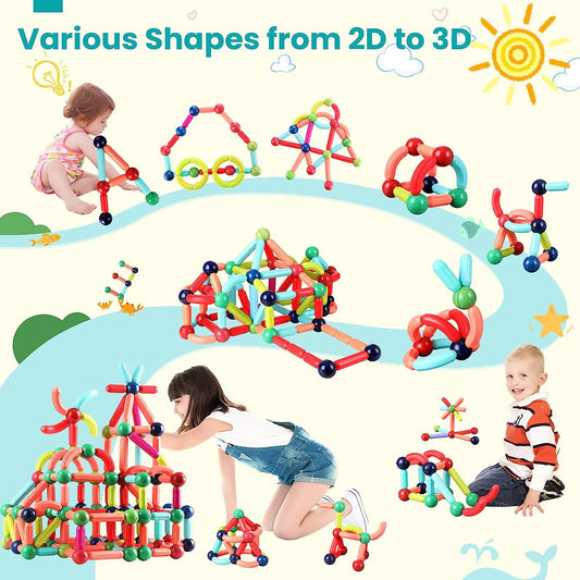 160PCS Magnetic Building Blocks for Kids Ages 4-8, STEM Construction Toys for Boys and Girls, Large Size Magnetic Sticks and Balls Game Set for Kid’s Early Educational Learning
