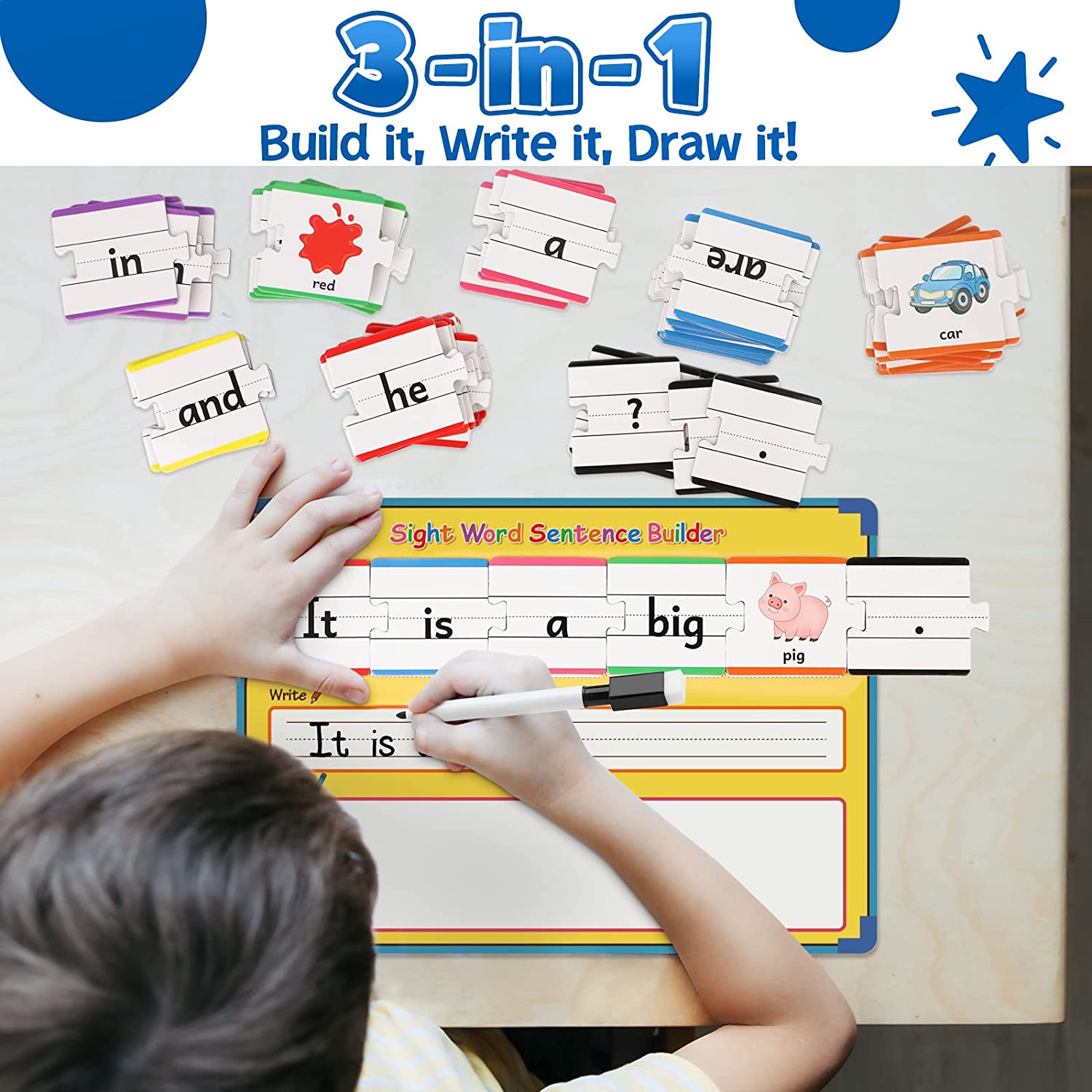 Sentence Building,Sight Word Games for Kindergarten 1st 2nd Grade Classroom Must Haves, Phonics Reading Learning Games,Speech Therapy Special Education Manipulative Toy for Teacher