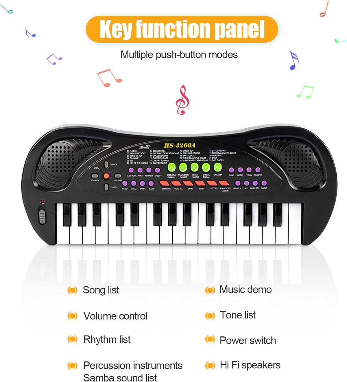 Kids Keyboard Piano, 32 Keys Multifunction Electric Keyboard Piano for Kids, Kids Piano Musical Instruments Gift Toy for 3 4 5 6 7 8 Year Old Boys and Girls (Black)
