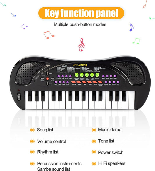 Kids Keyboard Piano, 32 Keys Multifunction Electric Keyboard Piano for Kids, Kids Piano Musical Instruments Gift Toy for 3 4 5 6 7 8 Year Old Boys and Girls (Black)
