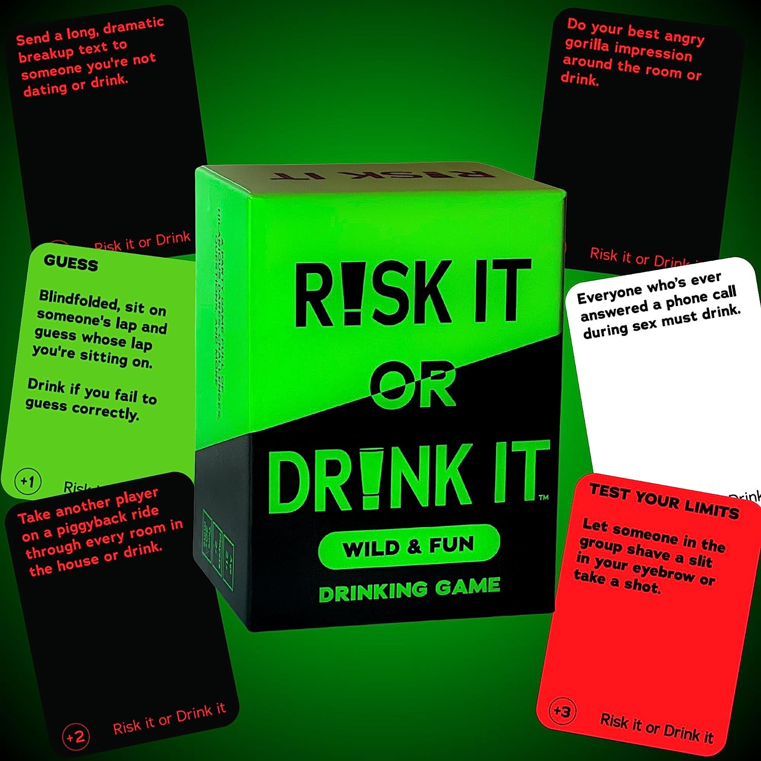 Fun Party Game for Adults, Drinking Games for College, Game Night, Pregame - Hilarious Dares, Funny Challenges & Questions - Adult Cards for Parties