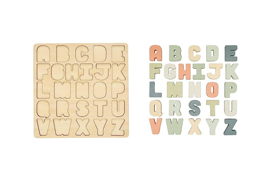 Wooden Alphabet Puzzle, Colorful ABC Letters, Interactive Learning Board Educational Toy, Baby and Toddler Gift Boys or Girls