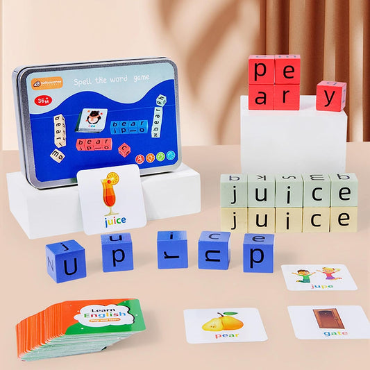 See and Spell Learning Toys, Crossword Puzzle, Wooden Alphabet Blocks Spelling Game, Matching Letter Game Words for Kids, Educational Learning Toys for Preschool Kindergarten 3-7 Year Old Girls Boys