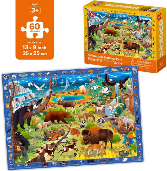 Puzzles for Kids Ages 4-8 - 4 x 60 Kids Puzzles Ages 6-8 by - Educational Search & Find Toy for 6-8-10 yo for Learning Forest Polar, USA National Park Animals & City Life