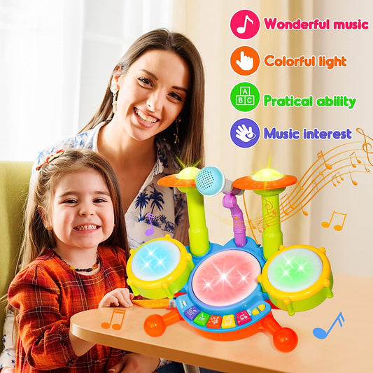 Kids Drum Set for Toddlers 1-3 Musical Baby Toys 12-18 Months Toddler Girl Toys Piano Toy Xylophone Keyboard Game Educational Toys for 1 Year Old Boys Girls Gifts for 1 2 3 4 Year Old Toddlers