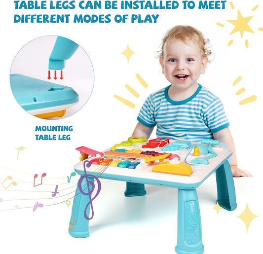 Busy Board for Toddlers 1-3 Years Old- Xylophone Baby Musical Toy, Sensory Board Pretend Play Baby Busy Board Toddler Activity Board with Music and Lights- Unique Baby Travel Toys