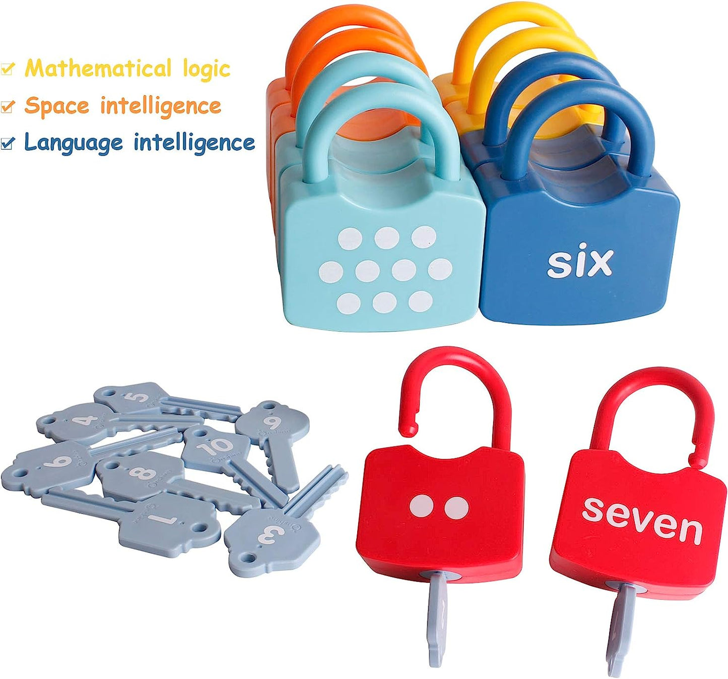 Kids Learning Locks with Keys Numbers Matching & Counting Educational Toys for Ages 3 yrs+ Boys and Girls Preschool Games Gifts