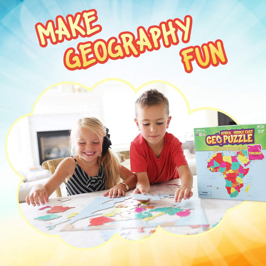 GeoPuzzle Africa and the Middle East — Educational Kid Toys for Boys and Girls, 65 Piece Geography Jigsaw Puzzle, Jumbo Size Kids Puzzle — Ages 4 and up