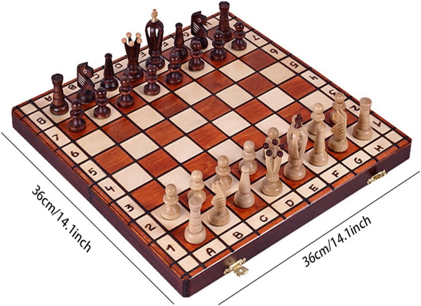 Chess Set 14in Chess Board Game Chess,Solid Wood Imported Folding Chess Board,Travel Chess Set Family Game International Chess
