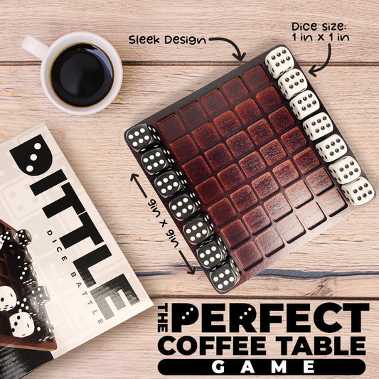 Dittle - Dice Battle | Ages 6+ | Unique Wooden Coffee Table Games For Adults And Family | Best Board Games For Kids 2 Player | Bar Games For Adults Indoor Tabletop Games | Wood Table Top Games Adult