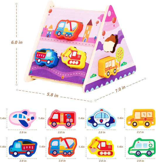 Wooden Puzzles Toddler Toys Gifts for 1 2 3 Year Old Boys Girls, Transportation Jigsaw Puzzles Toys, Learning Educational Chris as Birthday Gifts for Girls Boys Ages 12+ Months