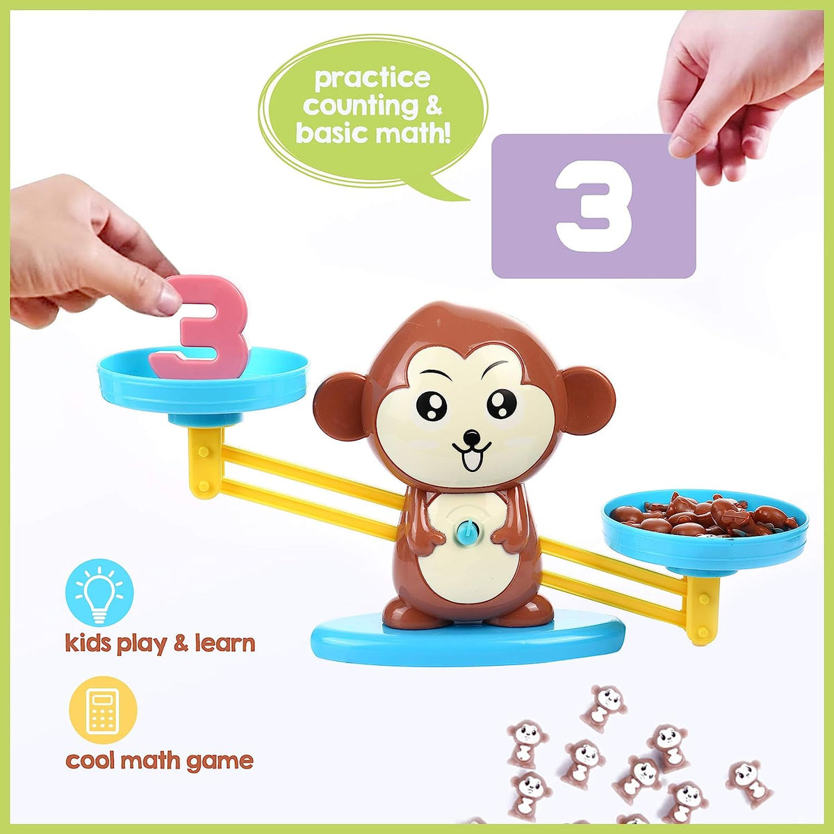 Monkey Balance Cool Math Game for Girls & Boys | Fun, Educational Children's Gift & Kids Toy STEM Learning Ages 3+ (64-Piece Set)