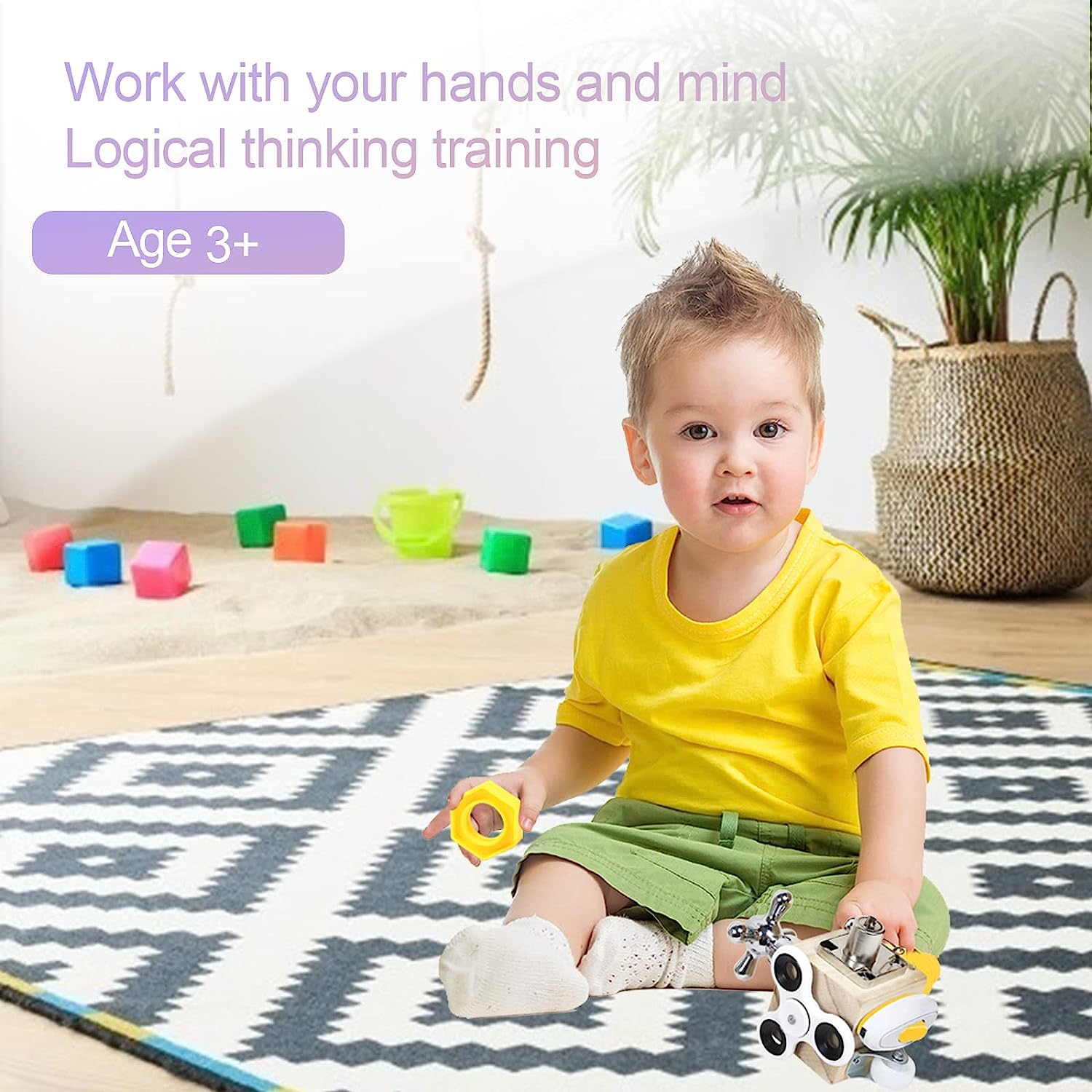 Busy Cube for Kids Sensory Busy Board Travel Toy for Toddlers 1-3 Years Old, Fidget Cube Toy Educational Learning Toys for Babies 18-36 Months