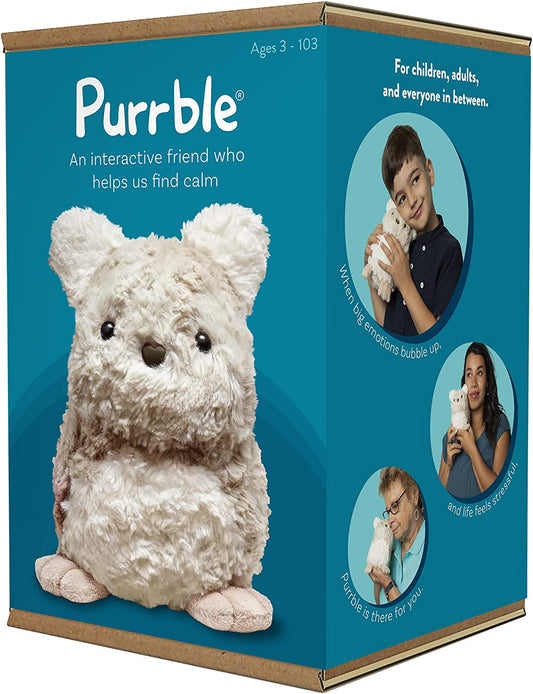 Calming Toy Companion with Dynamic Heartbeat and Soothing Purr - Interactive Plush Companion for All Ages - Stuffed Animal Doll for Emotion Regulation - Cuddle and Pet Plushies