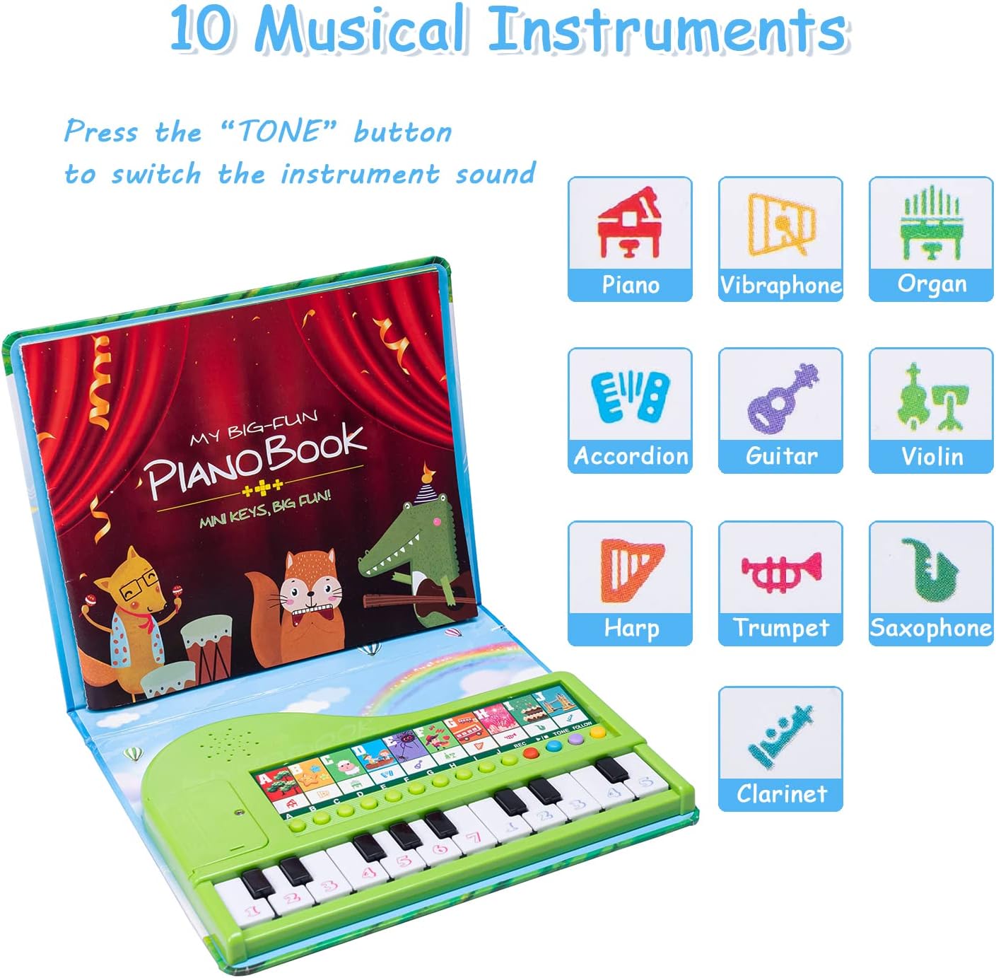 Toddler Toys Piano Keyboard with Book - Educational Musical Toys for Kids Ages 3 4 5 6 Year Old Boy and Girl Gifts