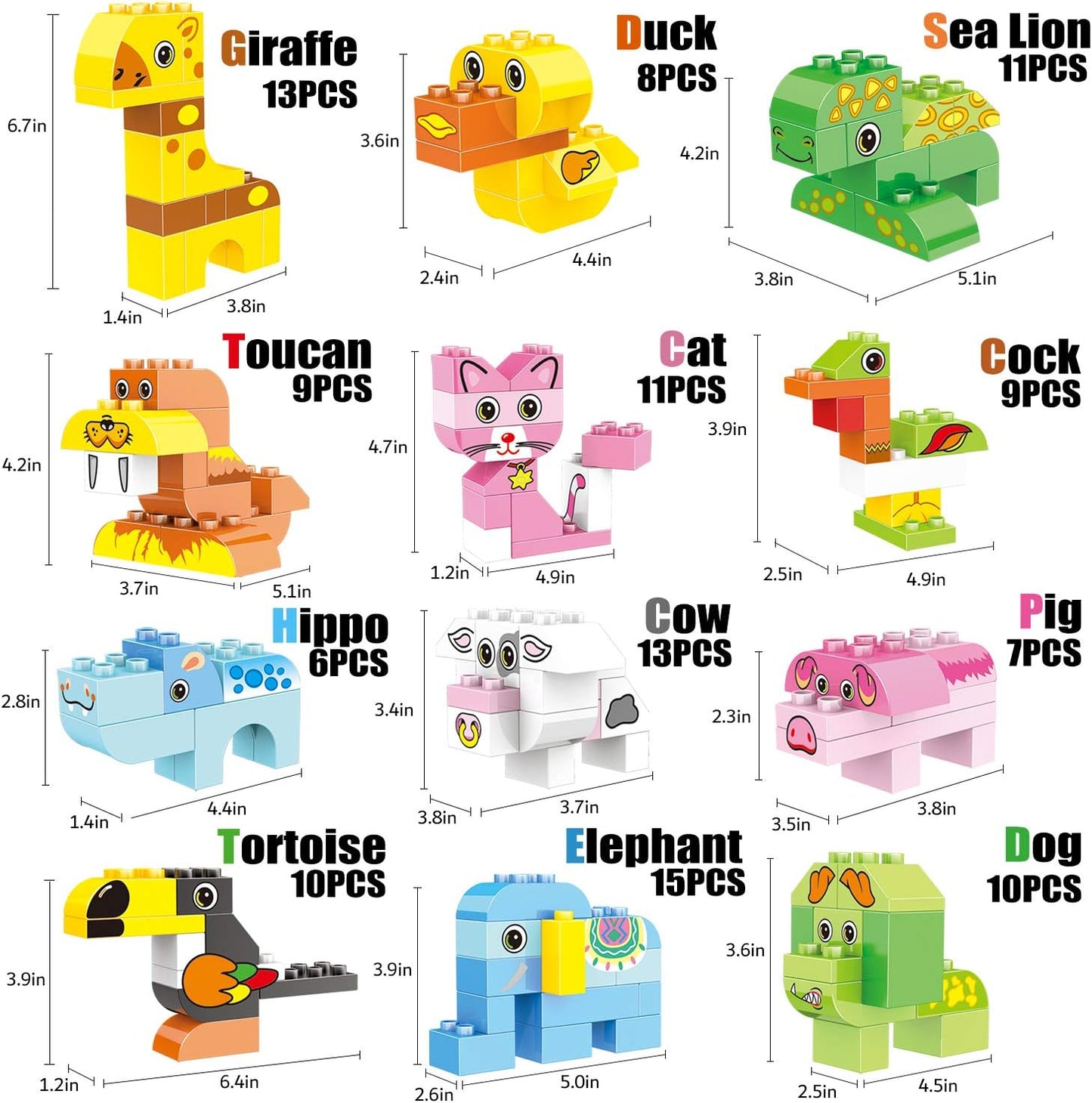 Animals Building Blocks Set, 122 Pieces Animal Building Toy Kit with Storage Box for Kids Ages 3 4 5 6 Years, Creative STEM Educational Preschool Toys for Toddlers Boys Girls Chris as Birthday Gift