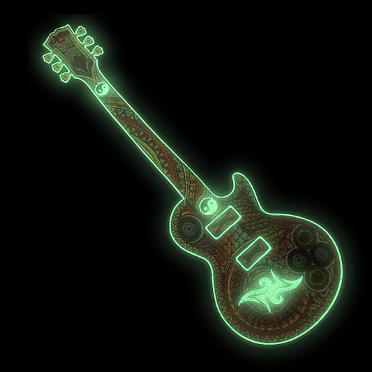 Glowing Wooden Guitar Shaped Jigsaw Puzzle – Unique Beautiful, Best Gift for Adults, Family Game Play Collection 203 Pieces – Large