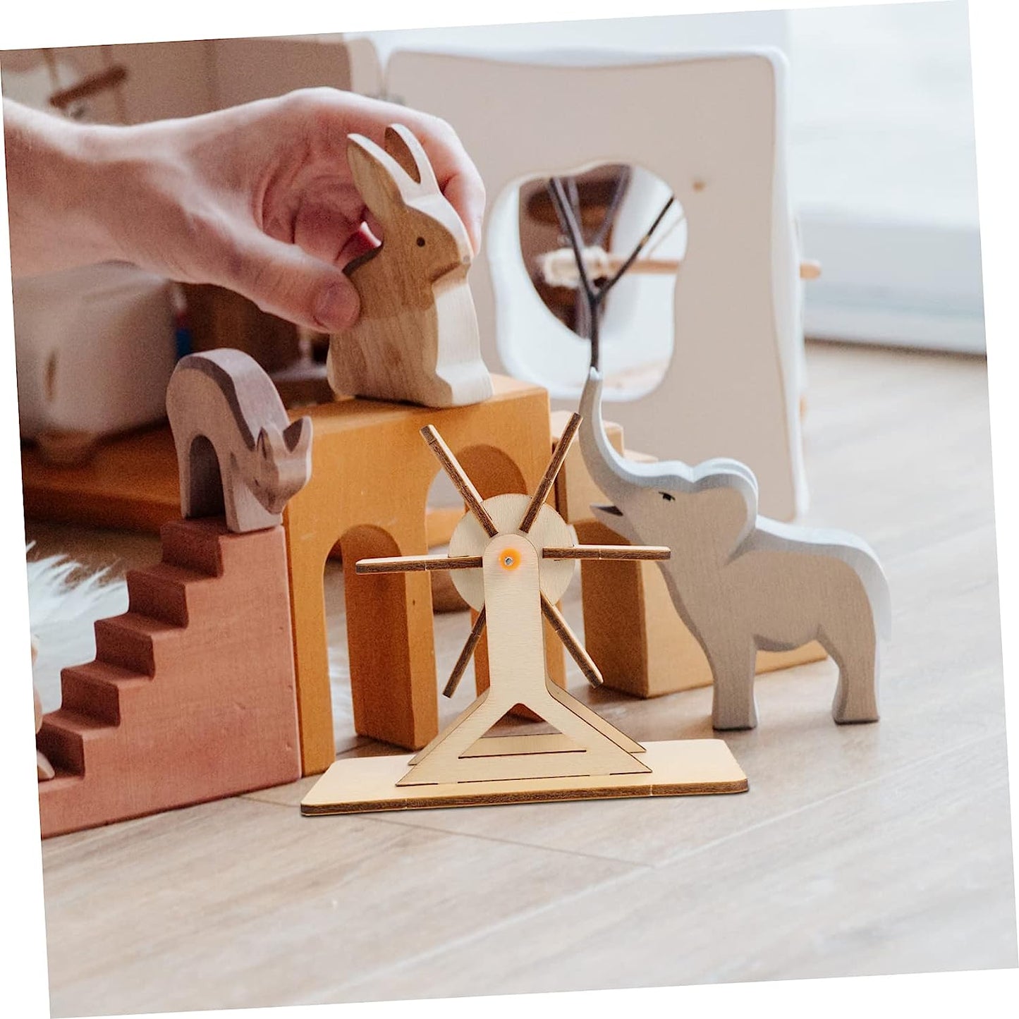 6 Sets DIY Model Kids Tool Kit Kids Wooden Puzzles Kids Educational Toys Early Learning Toy 3D Puzzle Water Mill Water Wheel Assembly Toys Wood Assembly Water Wheel Toy Student Toy