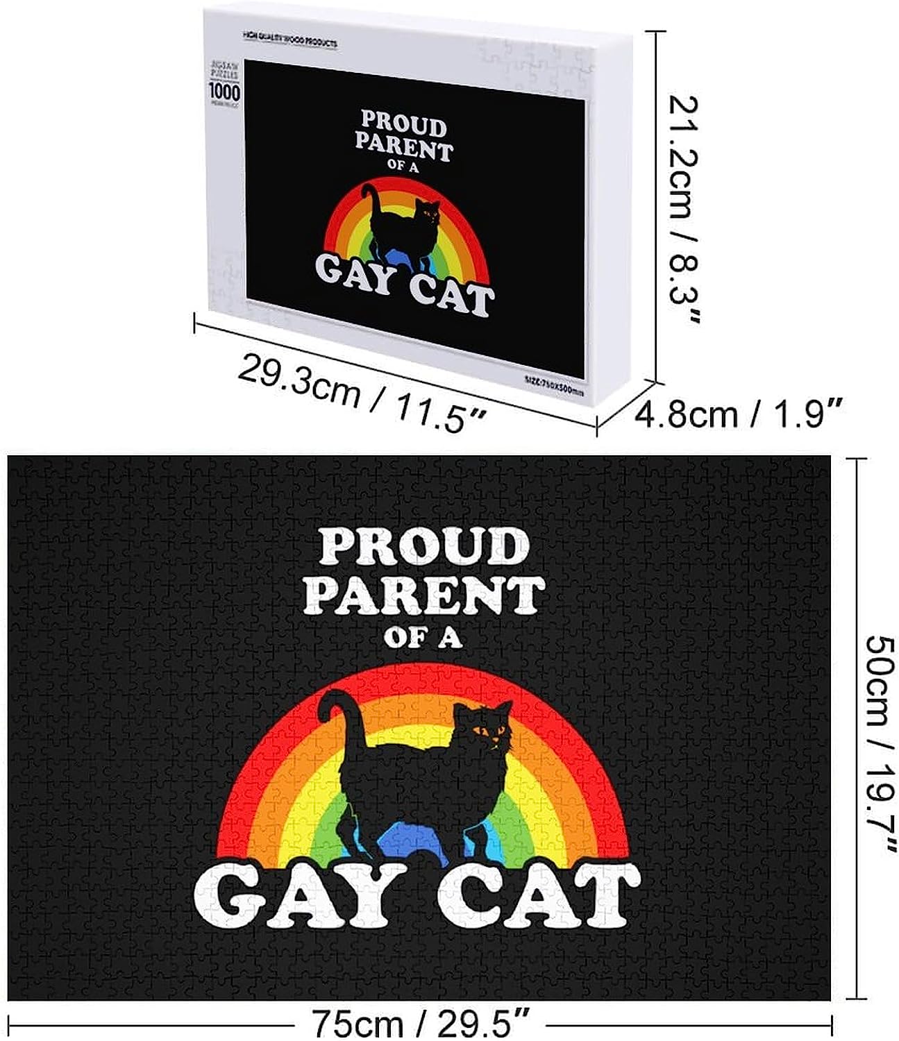 Proud Parent of A Gay Cat Puzzles for Adults Wooden Jigsaw Puzzle Funny Leisure Toy Gifts for Family Friends