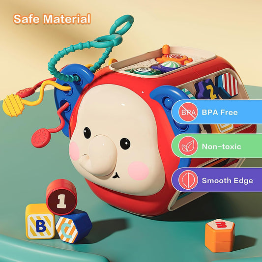 Toddlers Educational Toys, 8-in-1 Activity Cube Toy, Baby Sensory Shape Sorter Blocks Toy with Music & Light, for Babies Toddlers 18+ Months Boys & Girls