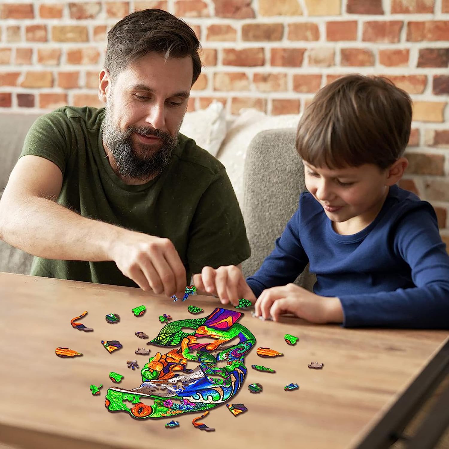Wooden Puzzle for Adults, Tree Frog Wooden Jigsaw Puzzles for Adults Kids, Unique Animal Shape Wood Cut Puzzles for Friend Puzzle Lovers,102 Pieces (S- 9.8" x 7.1")