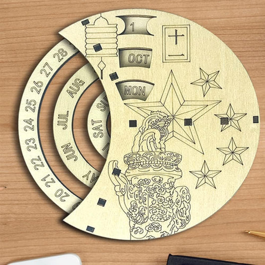 Wooden Calendar, Hand Assembled Three-Dimensional Puzzle, National Day Commemorative Calendar, Children's Puzzle Toy Craft Decoration