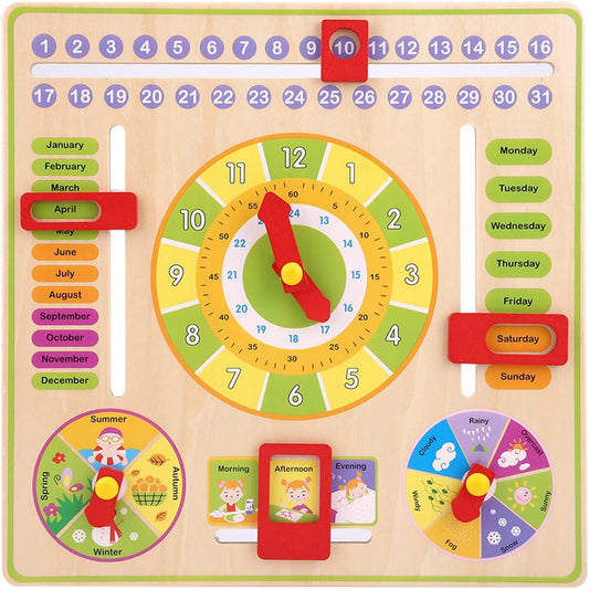 Early Educational Toy, Educational Wooden Clock, Children Clock, Wooden Clock Toy, for Kids Home Birthday Gift Children