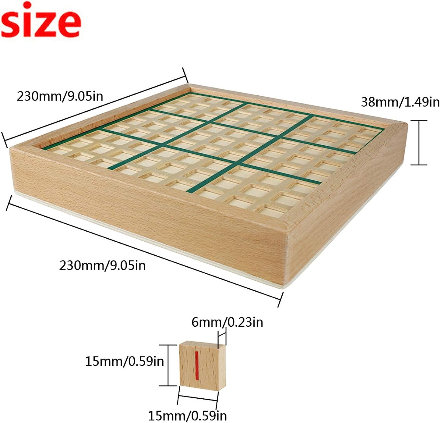 Wooden Sudoku Puzzle Board Game with Drawer SD-02 (Green)