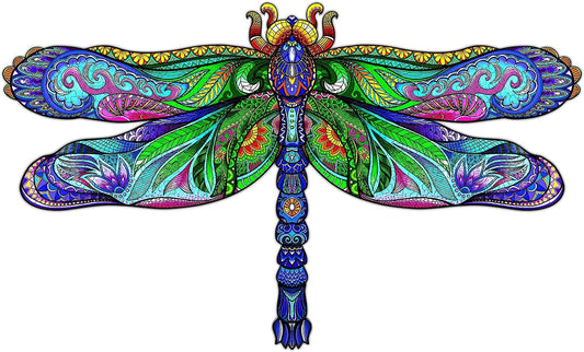 Wooden Jigsaw Puzzles-Wooden Puzzle Adult Unique Shape Advanced Big Dragonfly Wooden Jigsaw Puzzle for Adult, Family Puzzles 33.4 * 20in 702pcs