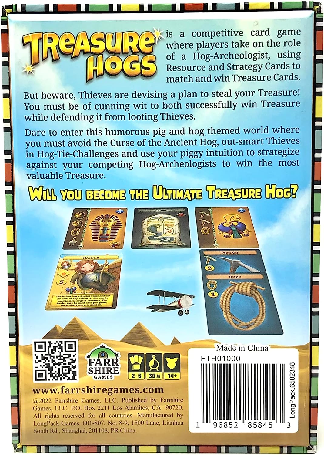 Treasure Hogs Strategic Card Game -Oinking! Good Fun! - Ideal for Teens, Adults, Family - Game Night, Trips, Camping - Simple Setup