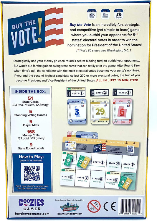 Buy The Vote! Easy Quick Card Game - Fun for Parents, Kids or Poly Students