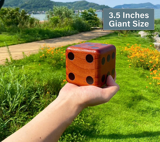 Giant Wooden Yard Dice with Bucket, Outdoor Games Giant Yard Lawn Games Set of 6 with Scorecards and Bucket for Beach, Camping, Lawn and Backyard