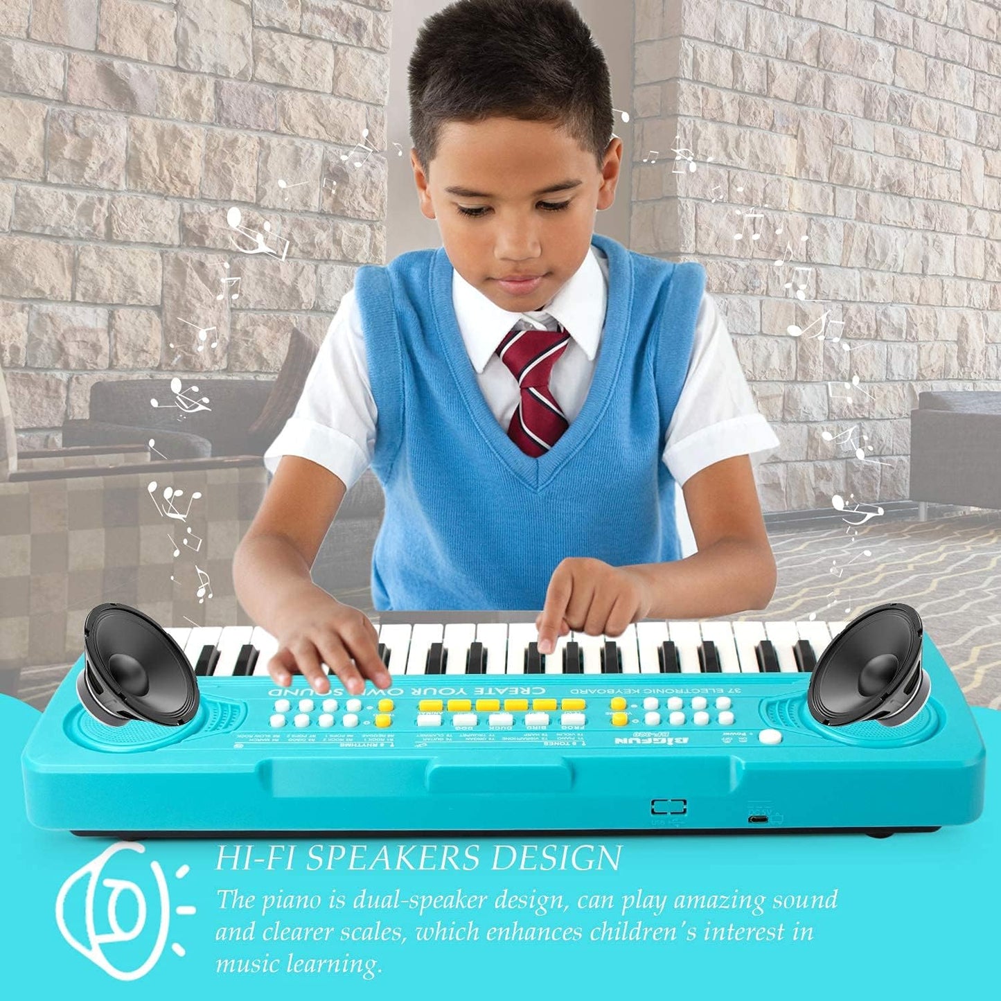 Kid Keyboard Piano - 37 Keys Keyboard Piano Kids Multifunction Music Educational Instrument Toy Keyboard Piano for 3, 4, 5, 6, 7, 8 Girls and Boys (Blue)