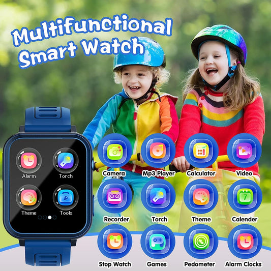 Smart Watch for Kids with 24 Puzzle Games HD Touch Screen Camera Video Music Player Pedometer Alarm Clock Flashlight 12/24 hr Kids Watches Gift for 4-12 Year Old Boys Girls Toys for Kids