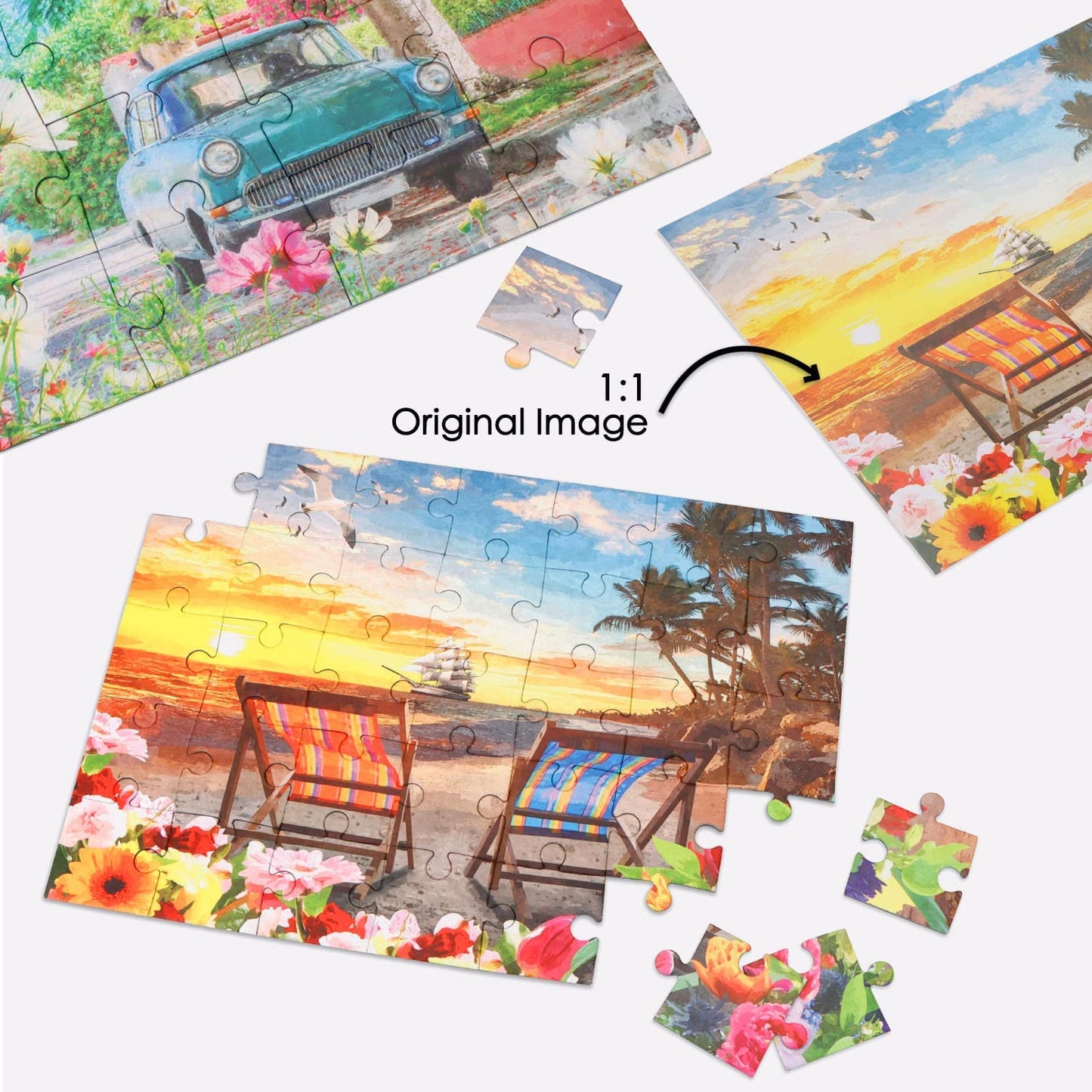4 Pack Large Pieces Jigsaw Puzzles Dementia Alzheimer's Products, 4 Style Puzzle Activities for Elderly Seniors - Easy Puzzle for Adults, Ultra-High-Definition（2 ×16 & 2 ×35 Large Puzzles）