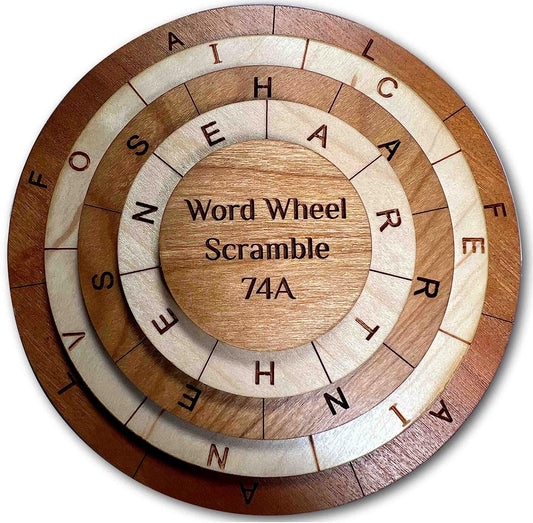 Word Wheel Scramble 74A- Wooden puzzle word search challenges